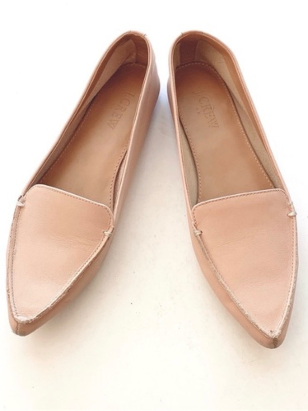 J. Crew Women's Blush/Tan Pointed-Toe Leather Flats
